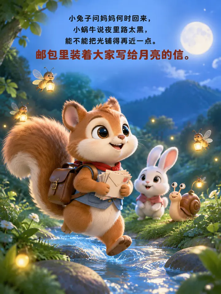 月亮邮递员朵朵绘本故事插画：蒲公英信与小刺猬的温暖图文故事 第 2 段