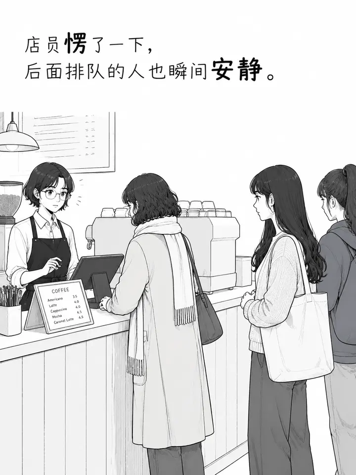 咖啡馆里的香草丝绒：一组温暖人心的黑白线条图文故事 第 3 段