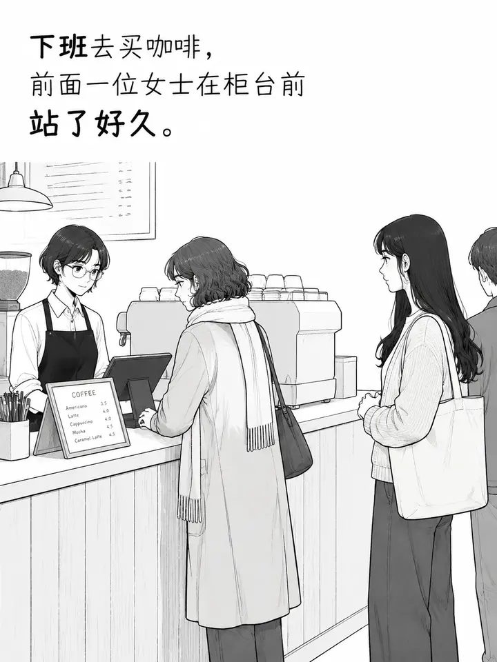 咖啡馆里的香草丝绒：一组温暖人心的黑白线条图文故事