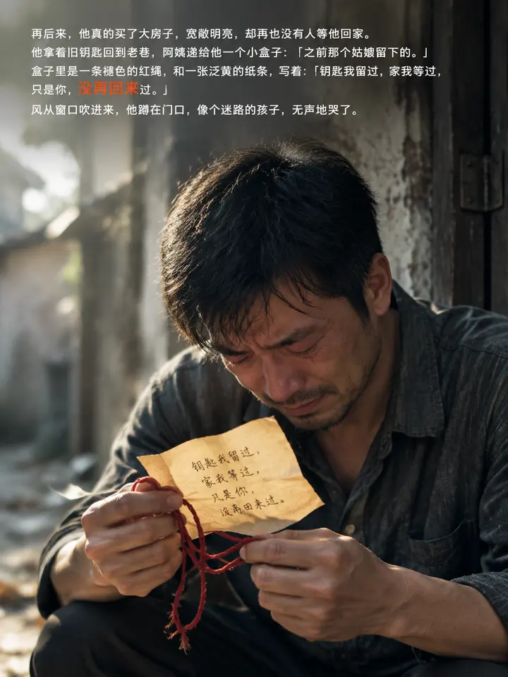 旧钥匙与老房子图文故事：从出租屋到空荡大房子的爱情绘本插画 第 5 段