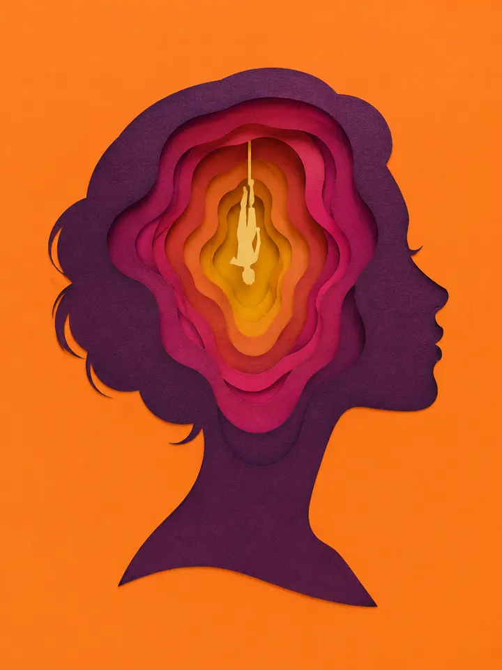 超现实主义纸艺女性侧脸剪影AI提示词