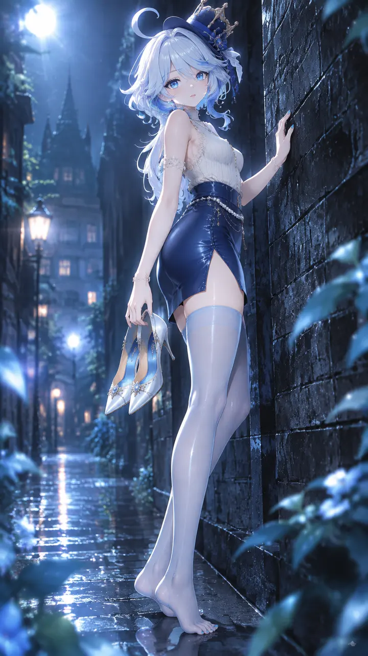 原神芙宁娜法式OL造型AI绘画提示词，8K日系插画
