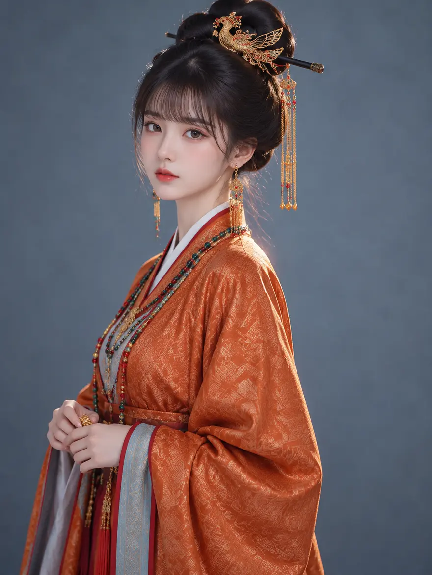 古风汉服女子柔光棚拍人像 AI 绘画提示词