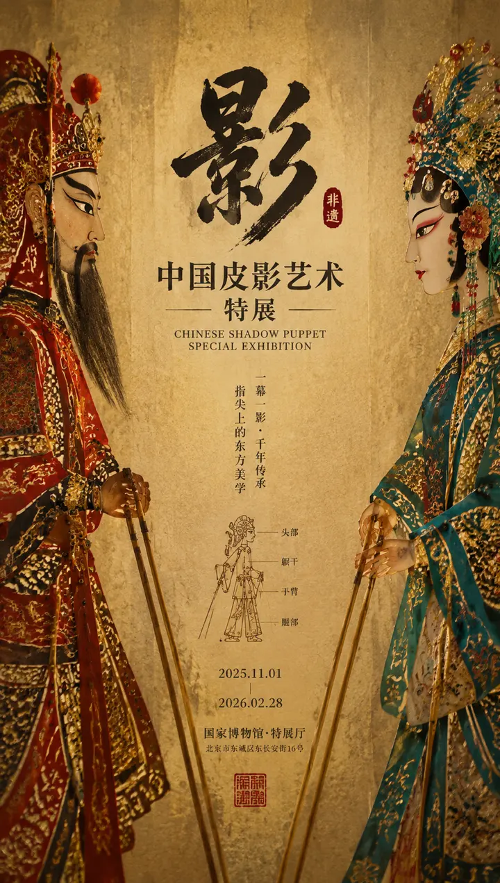 中式皮影特展海报 AI 提示词传统工艺视觉设计