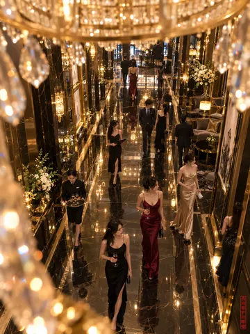 奢华商务会所夜景高位俯视 AI 提示词