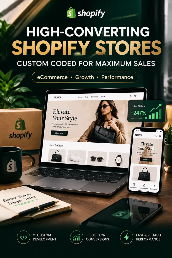 高端电商营销广告排版 AI 提示词：Shopify 店铺视觉设计