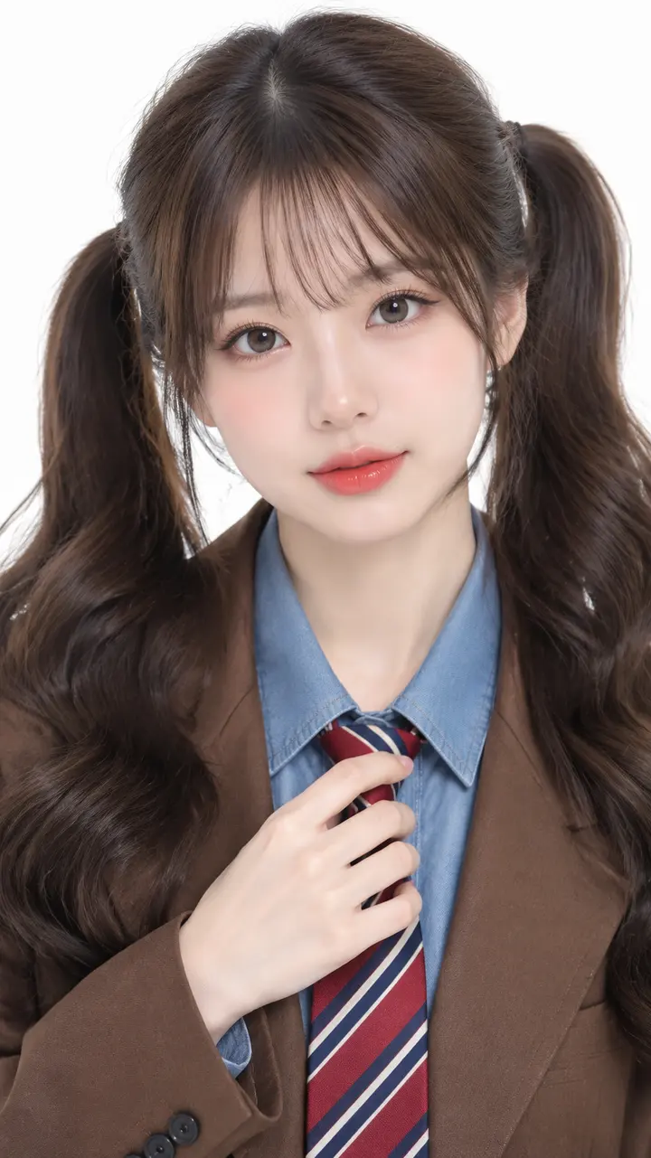 清新学院风少女双马尾肖像AI绘画提示词