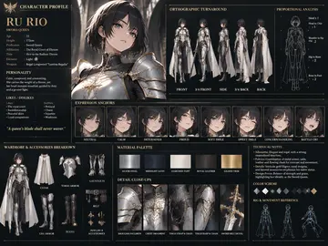 动漫女性战士 RU RIO 角色设计表 AI 提示词