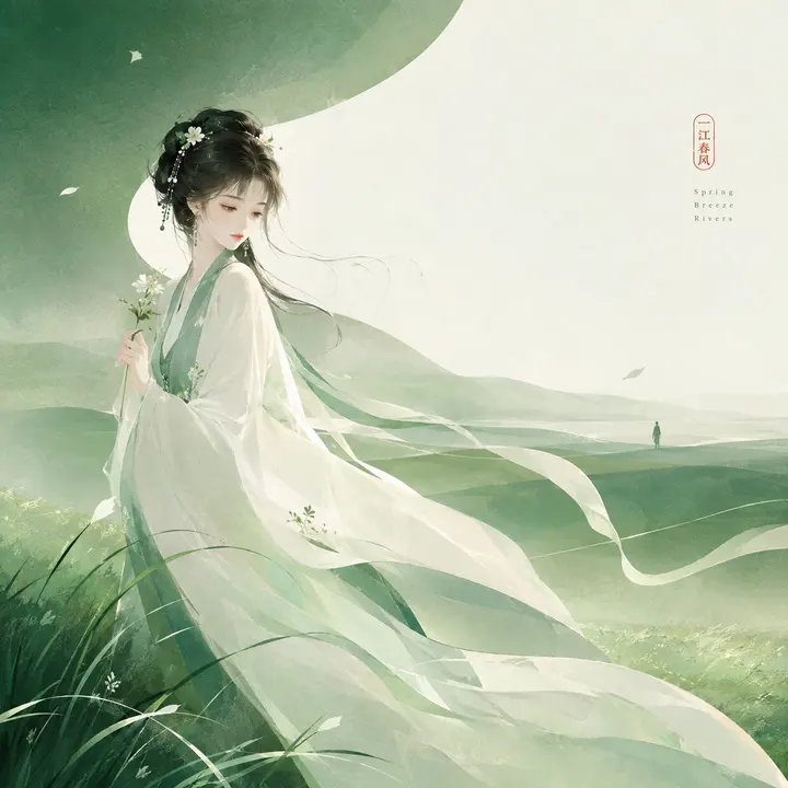 极简油画肌理林黛玉意境 AI 绘画提示词