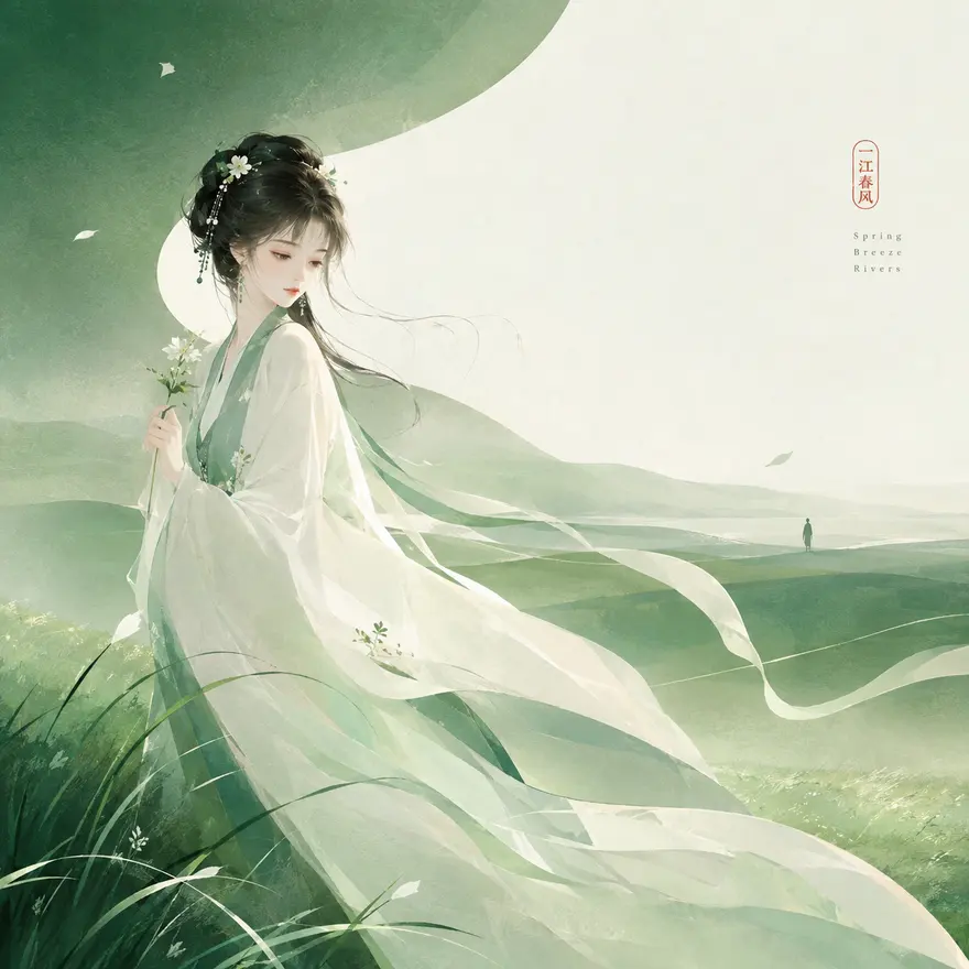 极简油画肌理林黛玉意境 AI 绘画提示词
