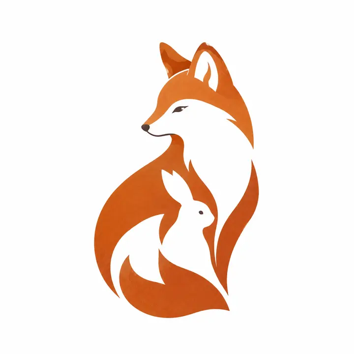 极简负空间动物LOGO插画AI提示词