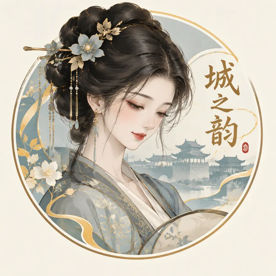 古典中国美人「城之韵」标志AI提示词设计