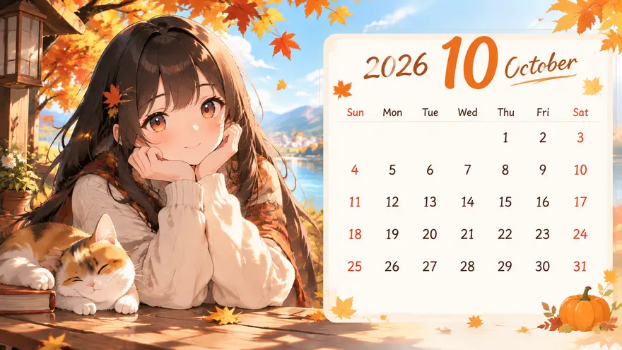2026年10月动漫风格日历AI提示词图片生成