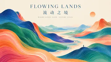 抽象等高线山水艺术海报 AI 绘画提示词