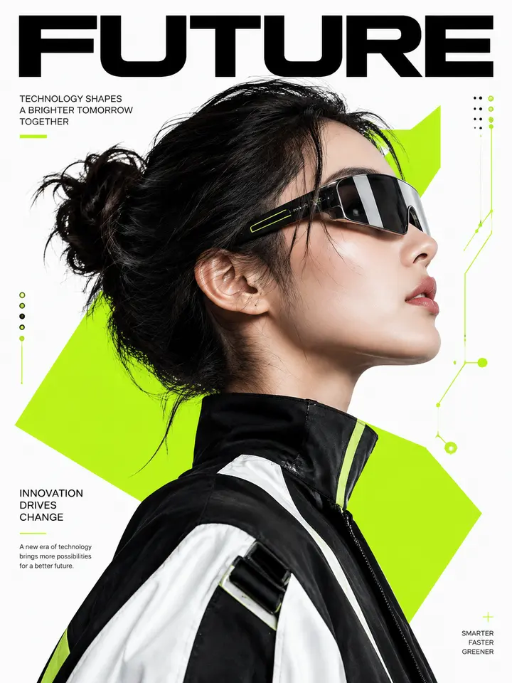 未来感概念编辑海报设计AI提示词