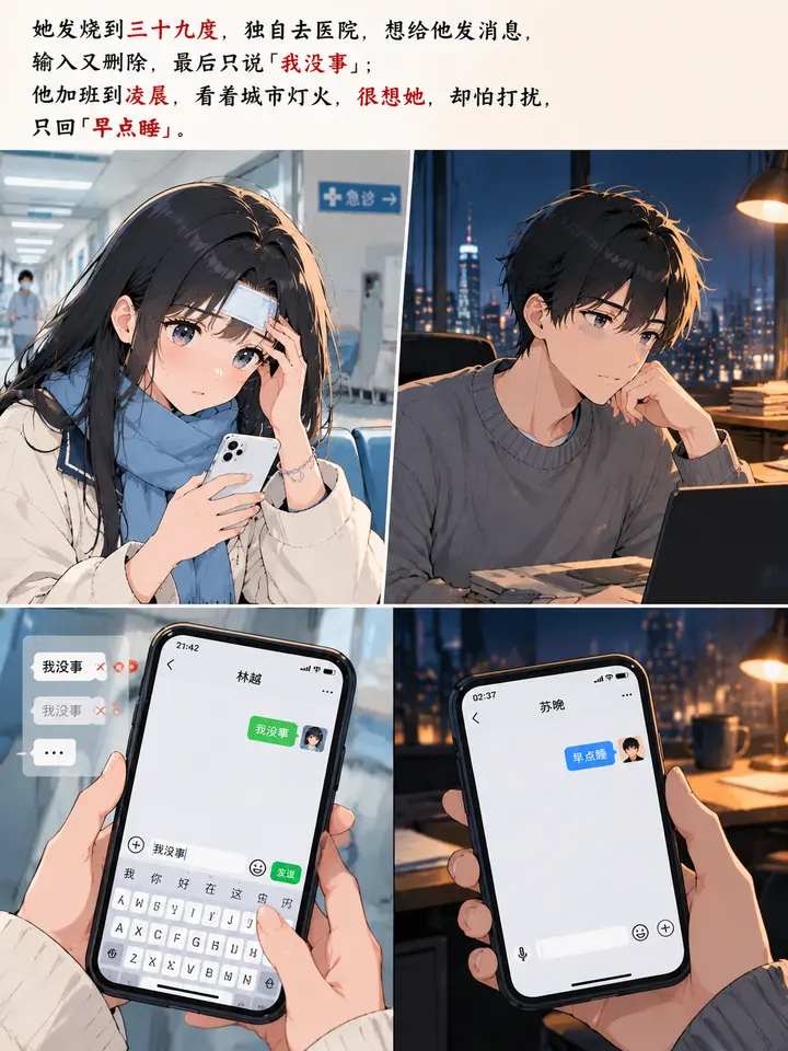 日系动漫风青春爱情图文故事插画绘本：从校服耳机到海边承诺 第 3 段