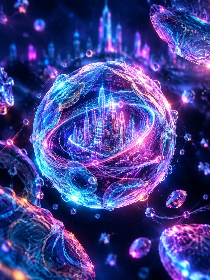 赛博朋克创意抽象微观世界生图提示词