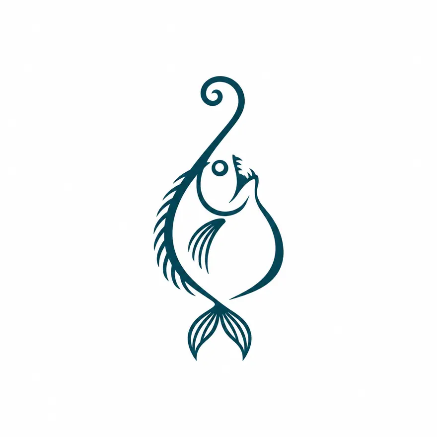 AI 绘画提示词青绿山水负空间深海生物单色线性标志