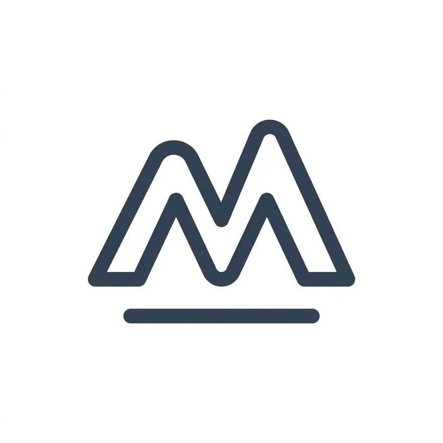 极简山峰字母M扁平风LOGO AI提示词