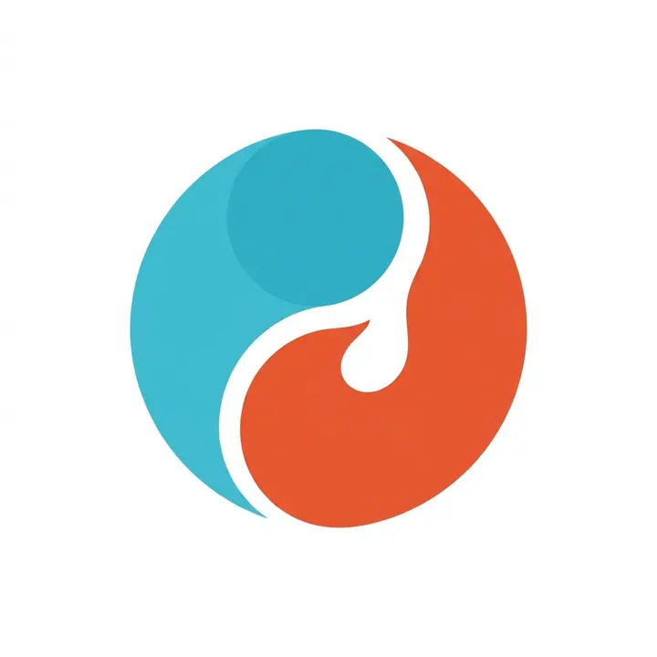 太极水火融合扁平风LOGO AI提示词
