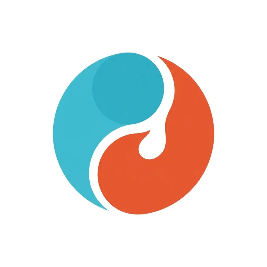 太极水火融合扁平风LOGO AI提示词