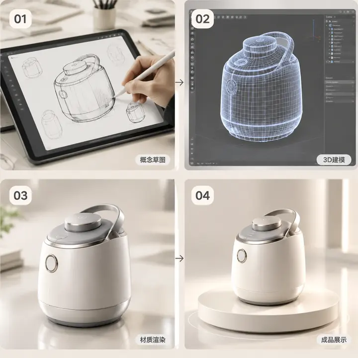 产品设计制作步骤图 AI 图片生成提示词