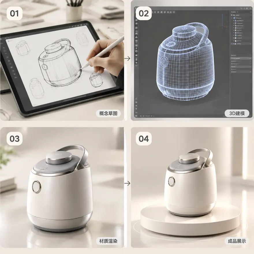 产品设计制作步骤图 AI 图片生成提示词