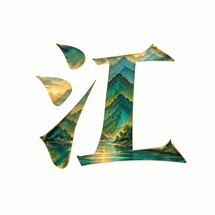 青绿山水暖烛字母标志的AI绘画提示词创意