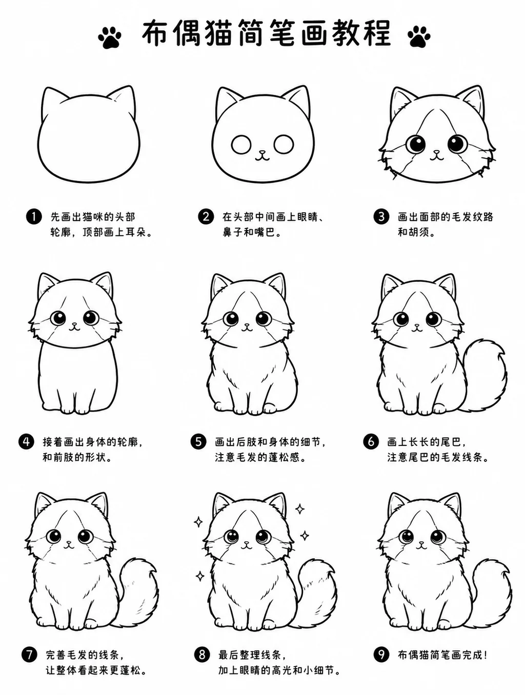 布偶猫简笔画图片与步骤详解