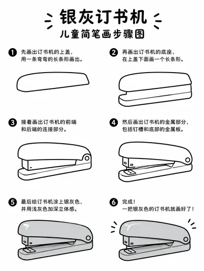 零基础也能画的银灰订书机简笔画
