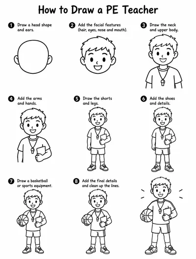 简单易学的体育老师简笔画画法