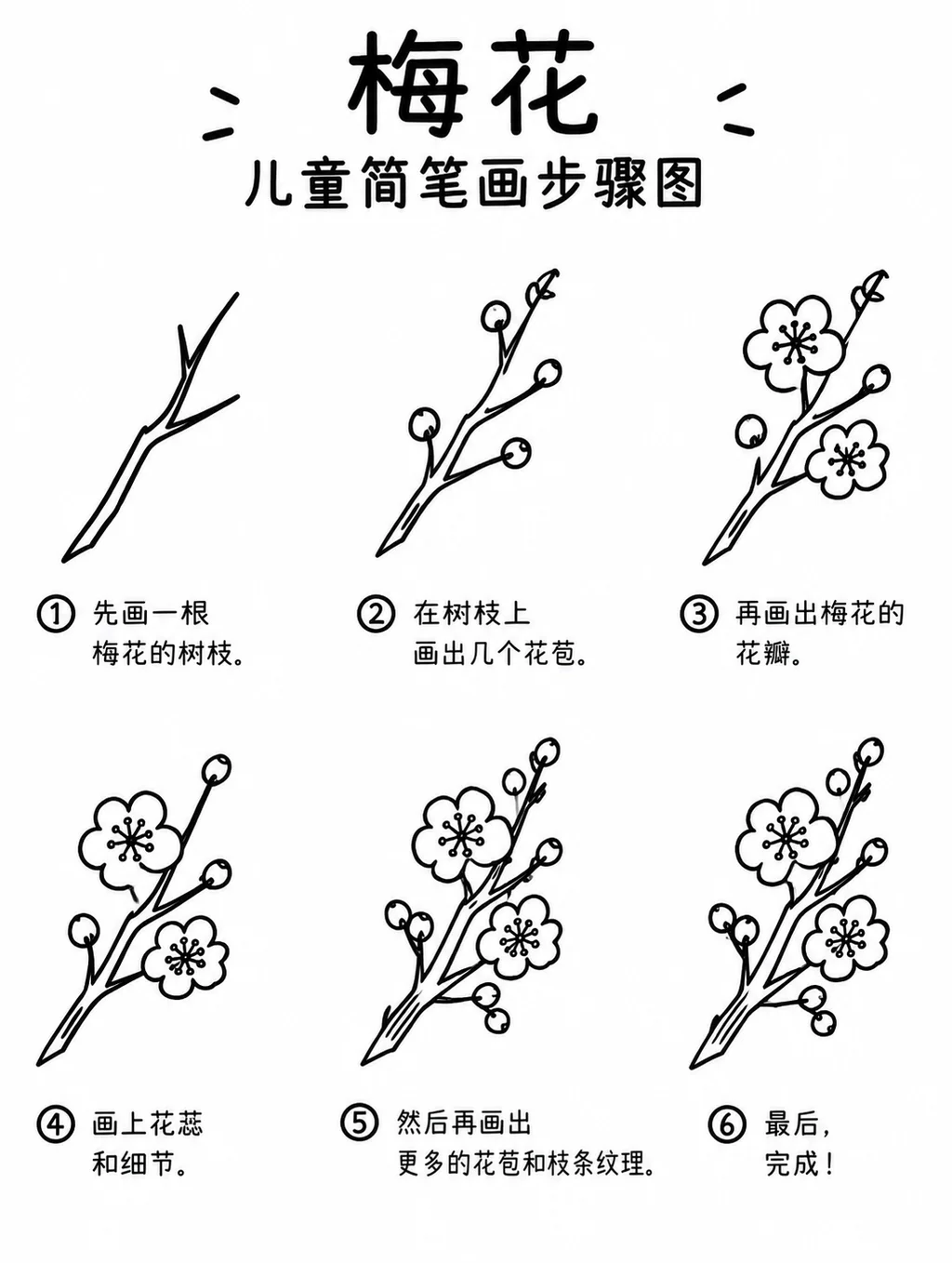 简笔画教程：梅花怎么画