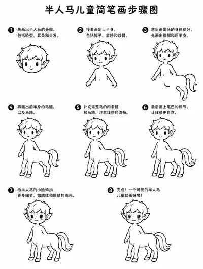 儿童简笔画半人马教程