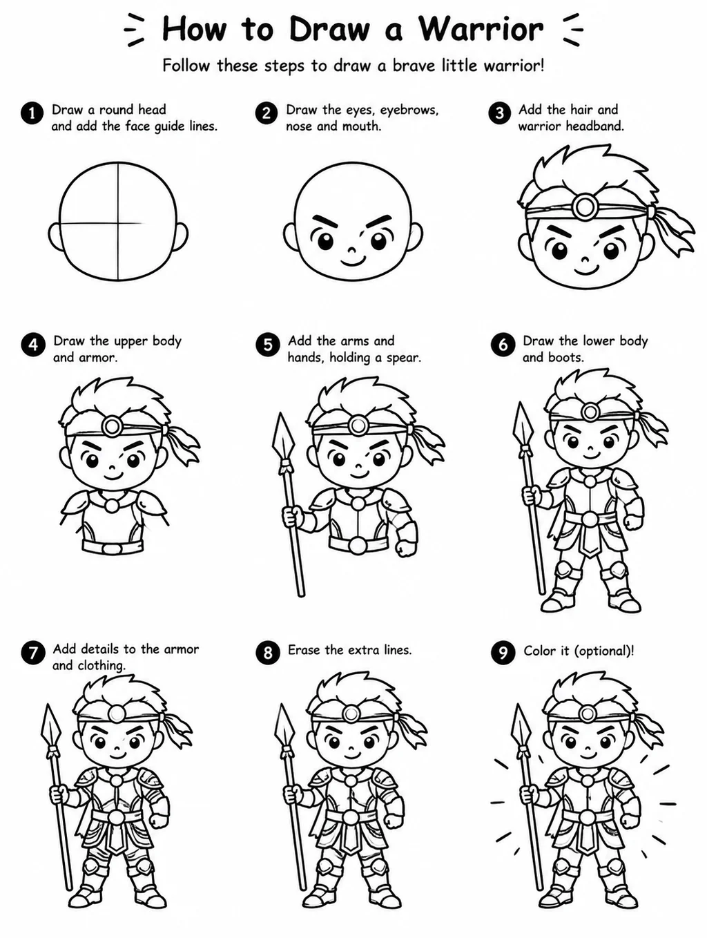 简笔画教程：武将怎么画
