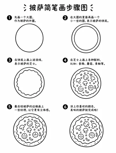 幼儿简笔画披萨怎么画才简单