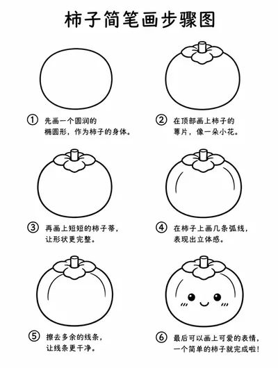 简单简笔画：柿子怎么画才好看