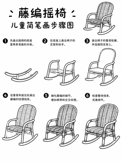 简单易学的藤编摇椅简笔画步骤