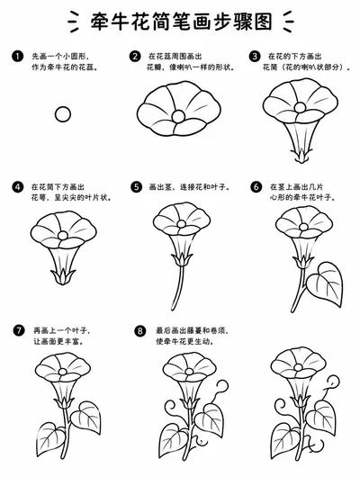 简单易学的牵牛花简笔画步骤图