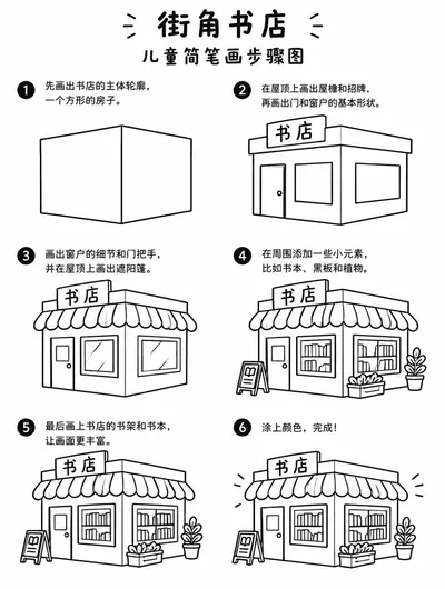 街角书店画法大全：简单简笔画