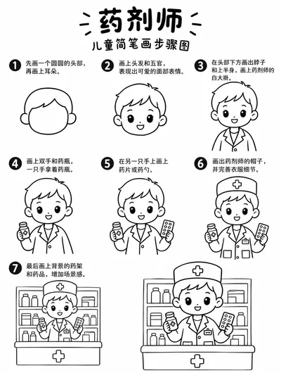 简笔画教程：药剂师怎么画