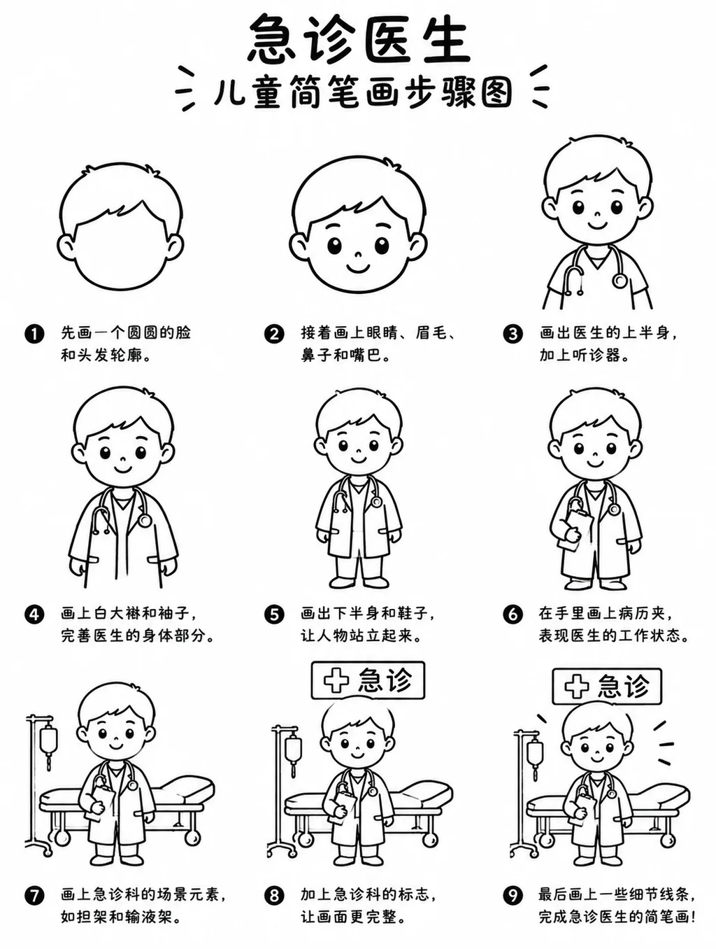 急诊医生简笔画画法大全