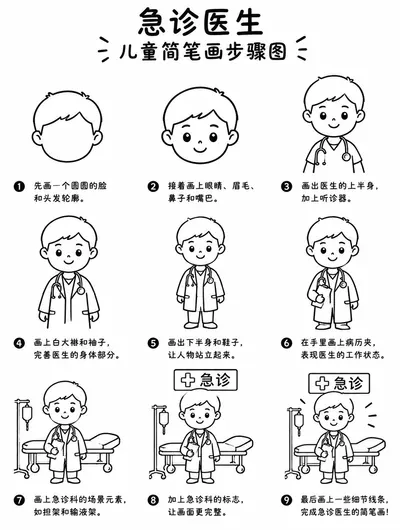 急诊医生简笔画画法大全