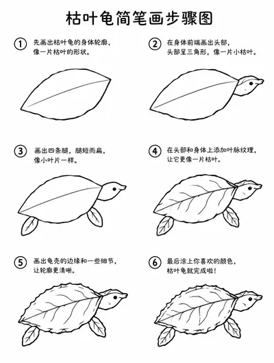 零基础也能画的枯叶龟简笔画