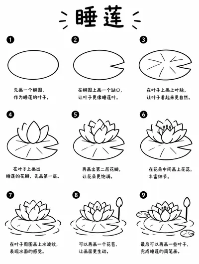 睡莲画法大全：简单简笔画步骤
