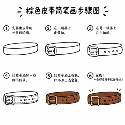 简单简笔画：棕色皮带怎么画才简单？