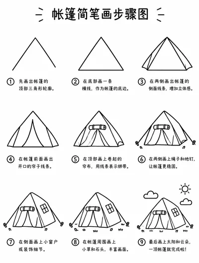 简单易学的帐篷简笔画步骤图