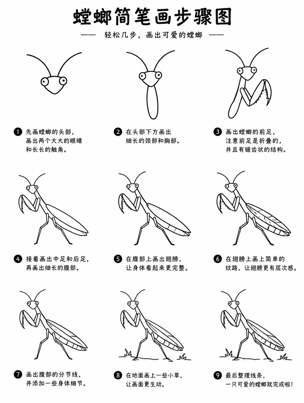一看就会的儿童简笔画螳螂