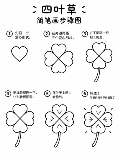 教你怎么画四叶草简笔画