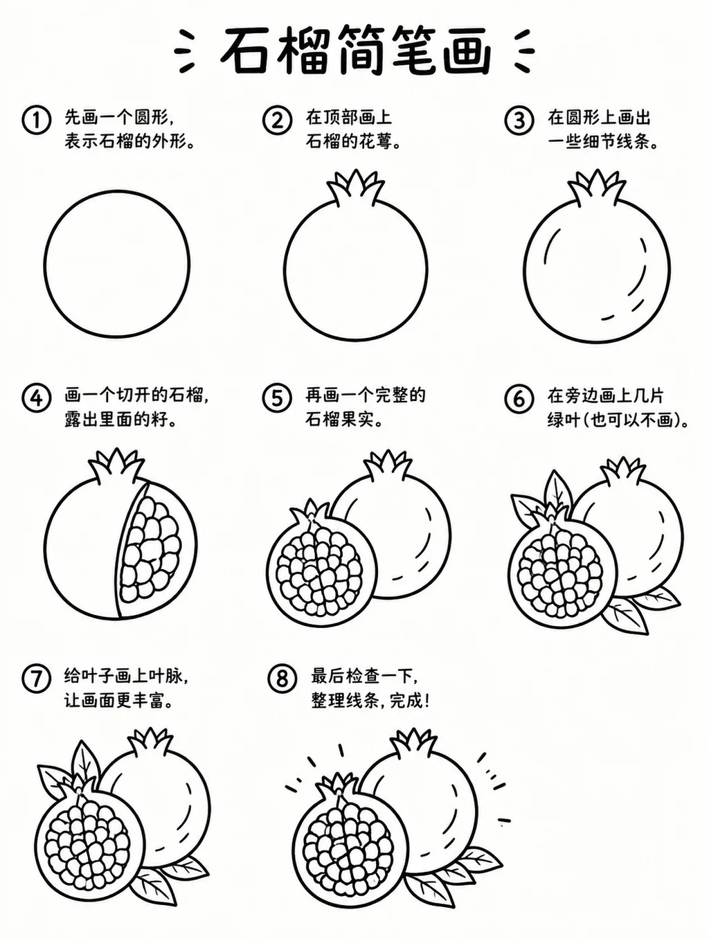 简单简笔画：石榴怎么画