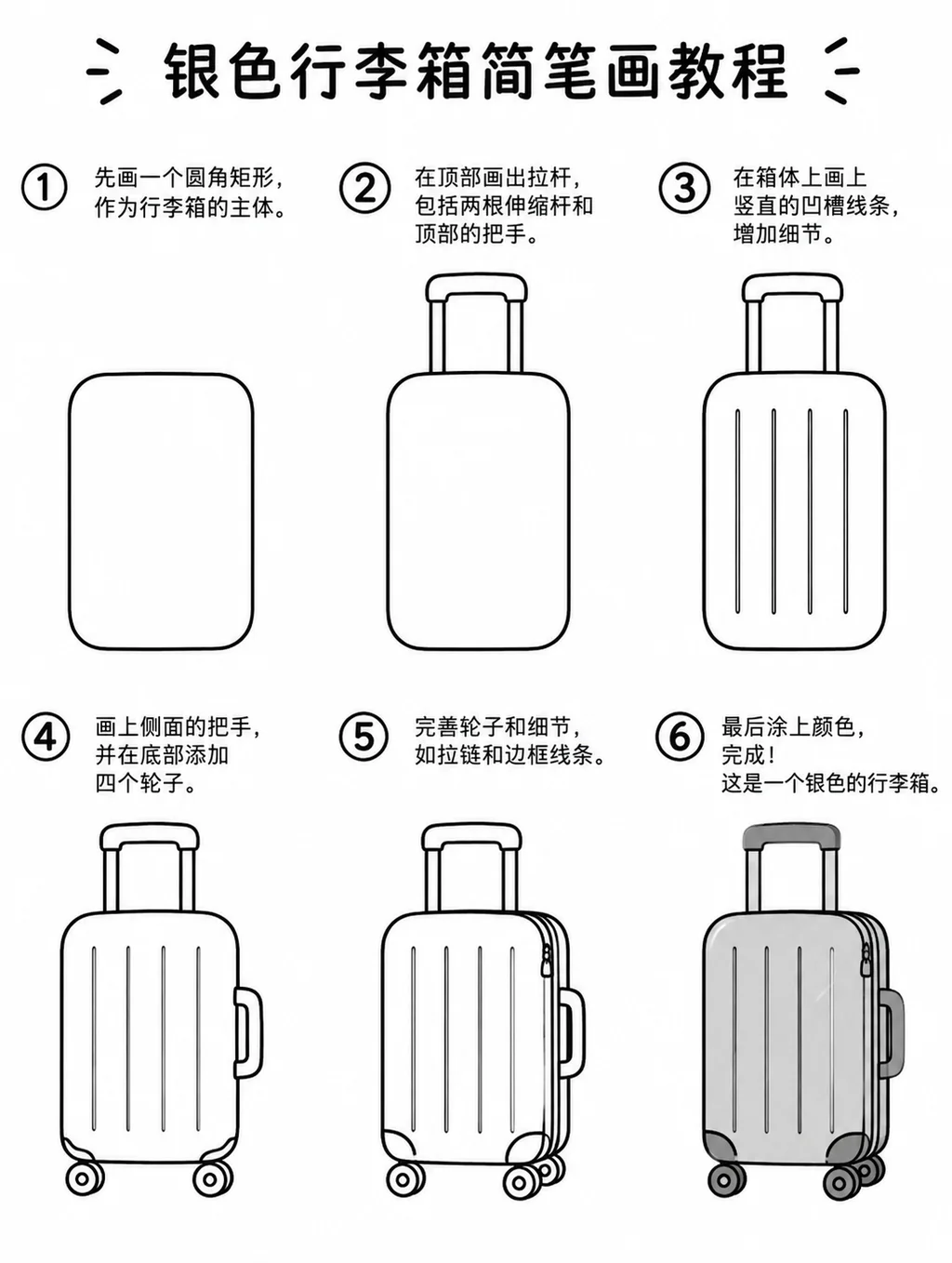 银色行李箱步骤图教程